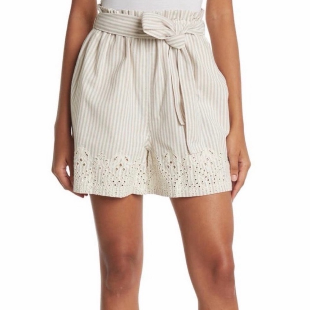 Jade by Johnny Was Ciana Paper Waist Striped Women's Shorts Size Medium
